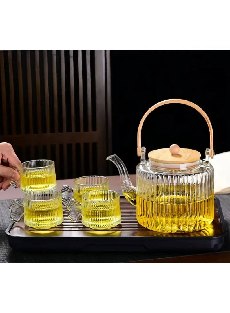 A heat-resistant glass set featuring six small cups made of raw crystal glass with an elegant design. - Image 2