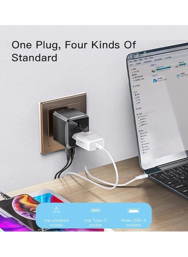 Universal Travel Charger Adapter, EU,UK,US,AU Worldwide Plug with USB-C & USB-A Ports, All-in-One International Wall Charger  - Image 4