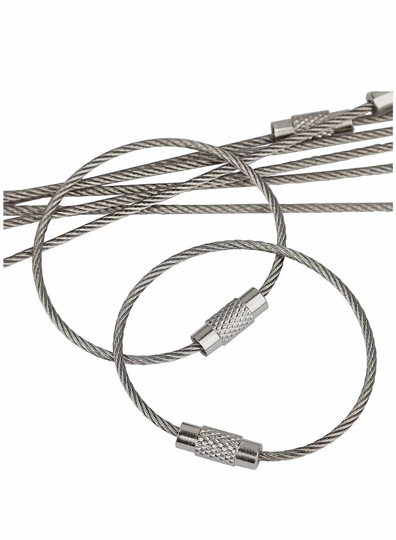 SYOSI Wire Keychain Cable 6 Inch Stainless Steel Key Ring Loop for Outdoor Hiking Heavy Duty Connectable Luggage Tag Keeper for Sport and Travel, 20 Pcs 