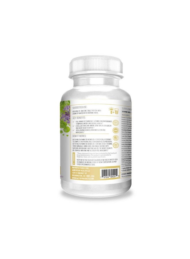 ACTIF Multivitamin for Women Age 30+ with 30 Organic Vitamins and Organic Herbs, Non-GMO, Made in USA, 2-Month Supply - Image 2