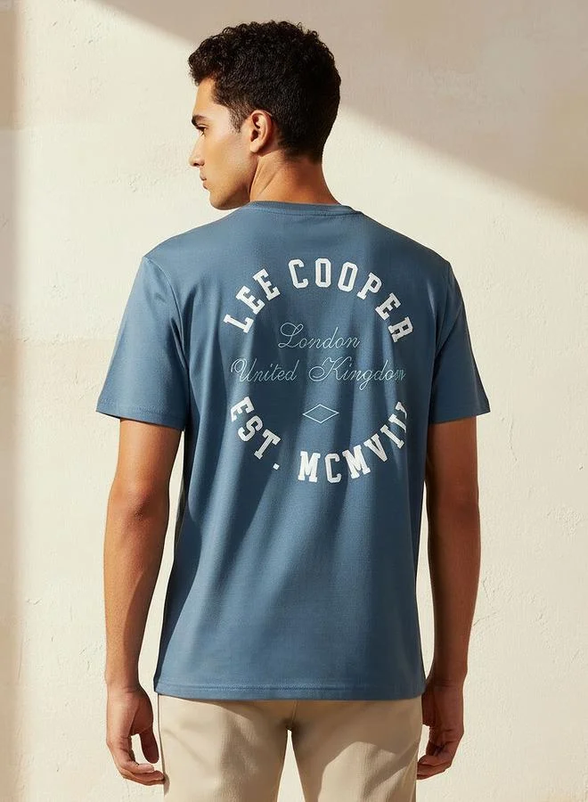 لي كوبر Lee Cooper Men Regular Fit Crew Neck Short Sleeve Logo Print T-shirt