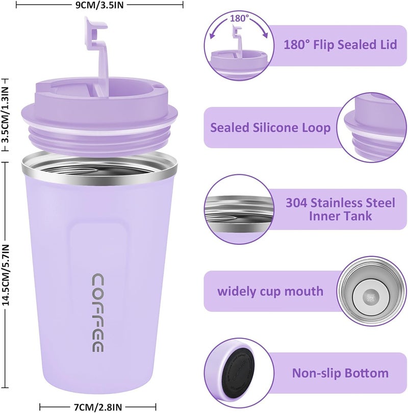 CS COSDDI 12 oz Stainless Steel Vacuum Insulated Tumbler - Coffee Travel Mug Spill Proof with Lid - Coffee Cups for Keep Hot/Ice Coffee,Tea and Beer - Image 3
