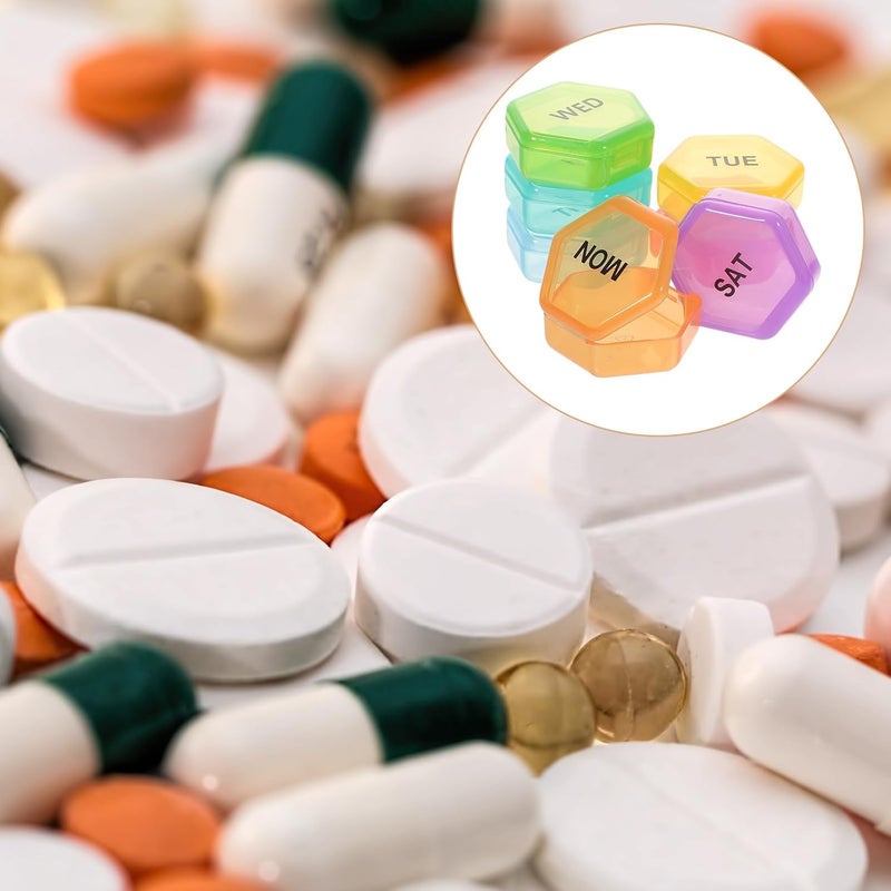 Portable 7-Compartment Airtight Medicine Case Pill Organizer Vitamin Holder Mini Travel Dispenser Household Multi-Grid Storage Box for Daily Medication - Image 5