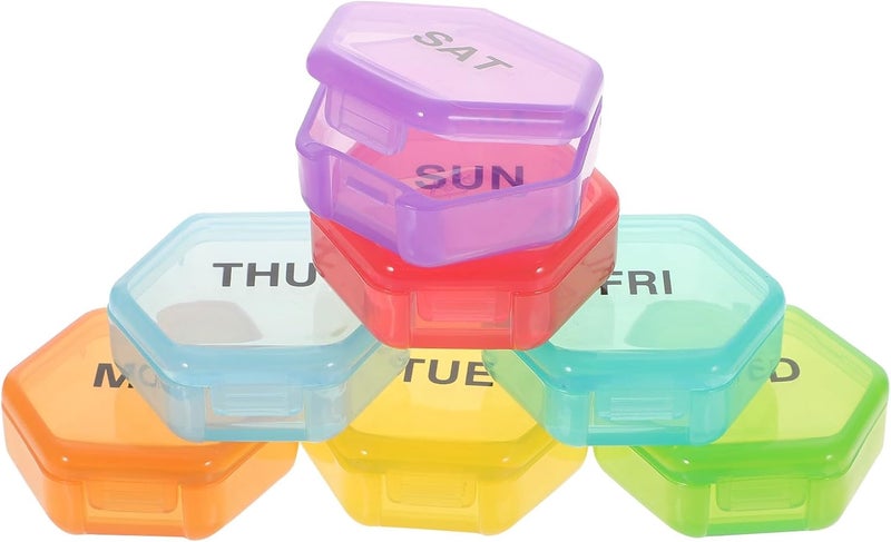 Portable 7-Compartment Airtight Medicine Case Pill Organizer Vitamin Holder Mini Travel Dispenser Household Multi-Grid Storage Box for Daily Medication - Image 1