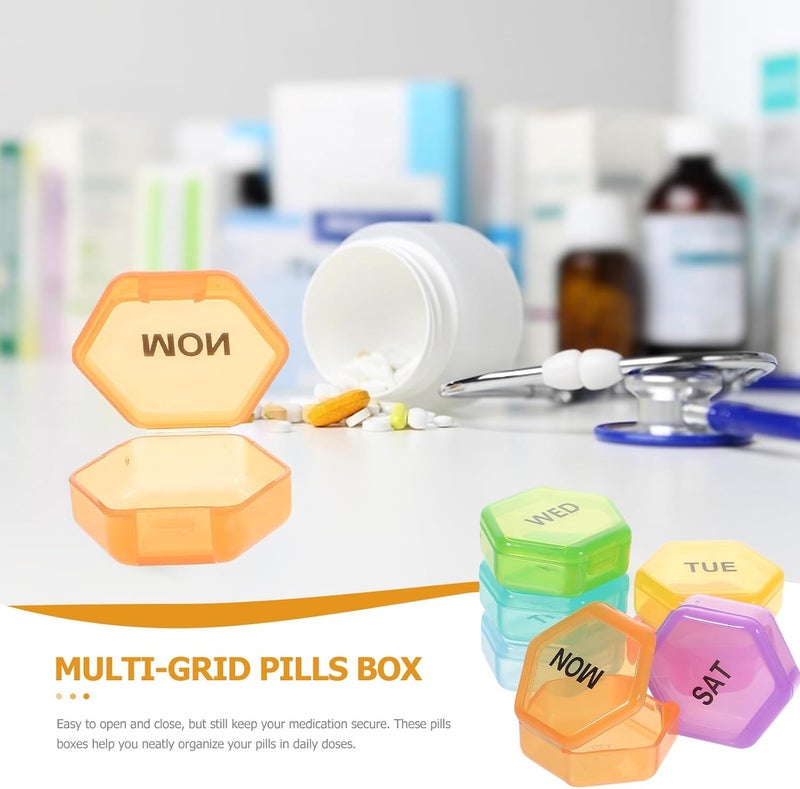 Portable 7-Compartment Airtight Medicine Case Pill Organizer Vitamin Holder Mini Travel Dispenser Household Multi-Grid Storage Box for Daily Medication - Image 3