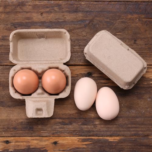 LayHyand Egg Cartons 2 Count Cheap Bulk, 30 Pack 2 Cell Containers Vintage Easter Style, 1/6 Dozen Sturdy Natural Pulp Kraft Paper Holder Box for Storage Fresh Chicken Huevo - Image 2