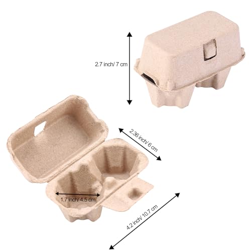 LayHyand Egg Cartons 2 Count Cheap Bulk, 30 Pack 2 Cell Containers Vintage Easter Style, 1/6 Dozen Sturdy Natural Pulp Kraft Paper Holder Box for Storage Fresh Chicken Huevo - Image 3