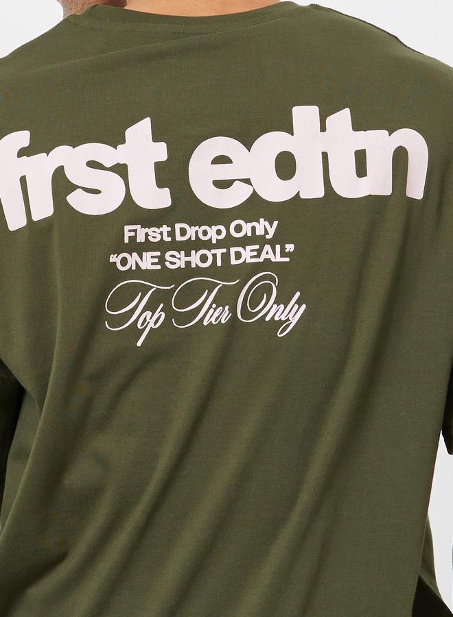 Styli Olive Graphic Print Oversized T-Shirt - Image 3