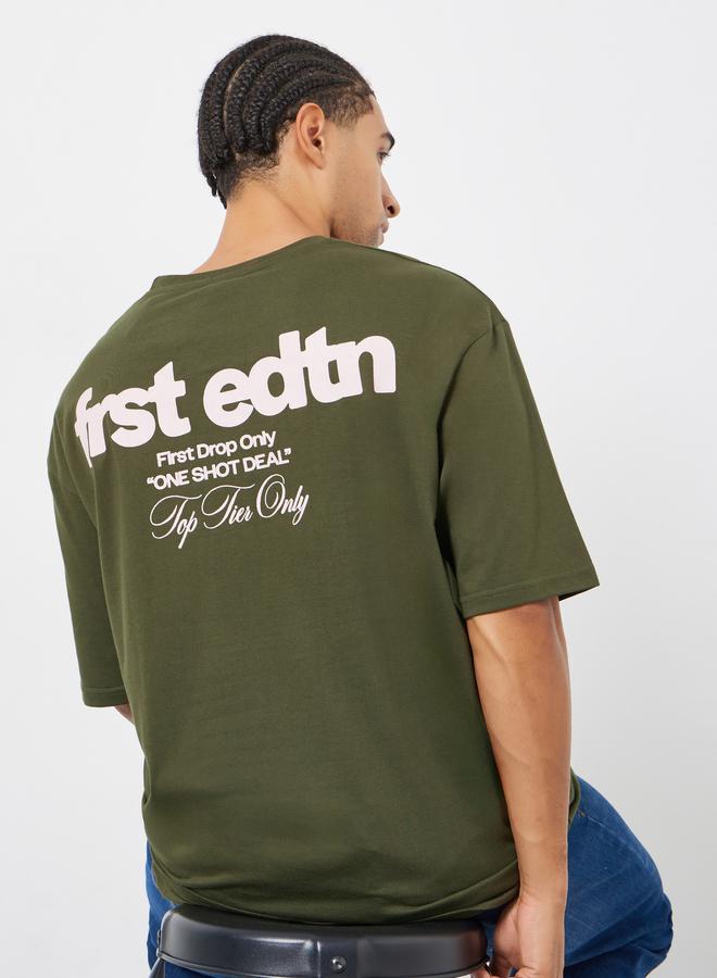Styli Olive Graphic Print Oversized T-Shirt - Image 4