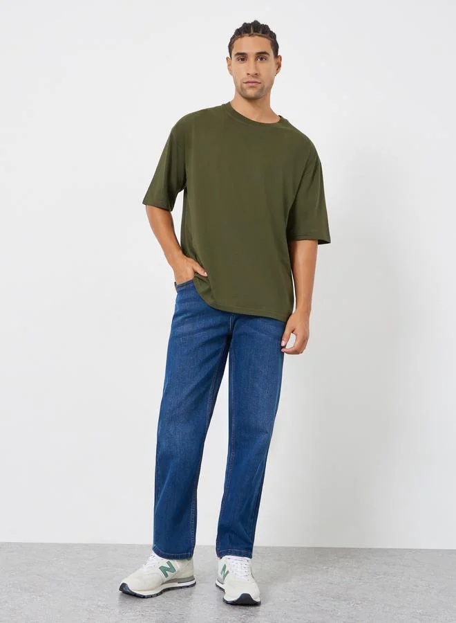 Styli Olive Graphic Print Oversized T-Shirt