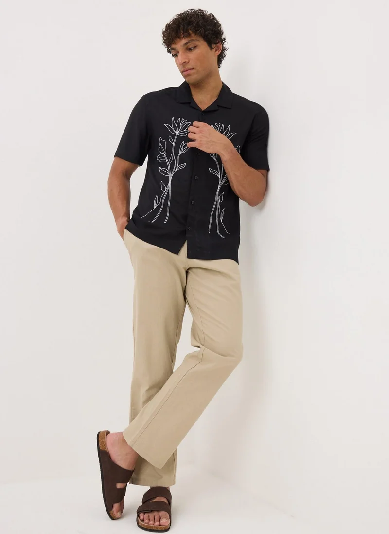 Matalan Black Floral Embroidered Shirt