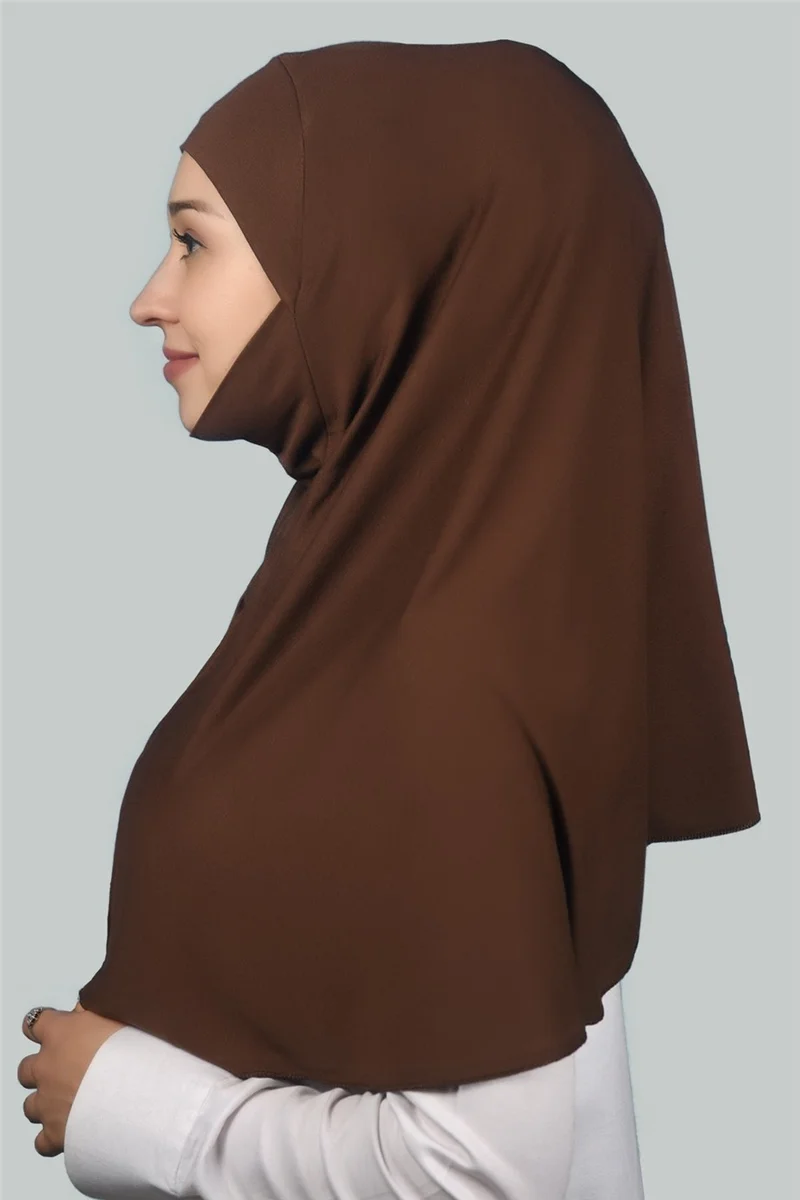 التوبة Ready-made Turban Practical Scarf with Veil Hijab with Nikap - Prayer Cover Soufflé (Xl) - Chocolate