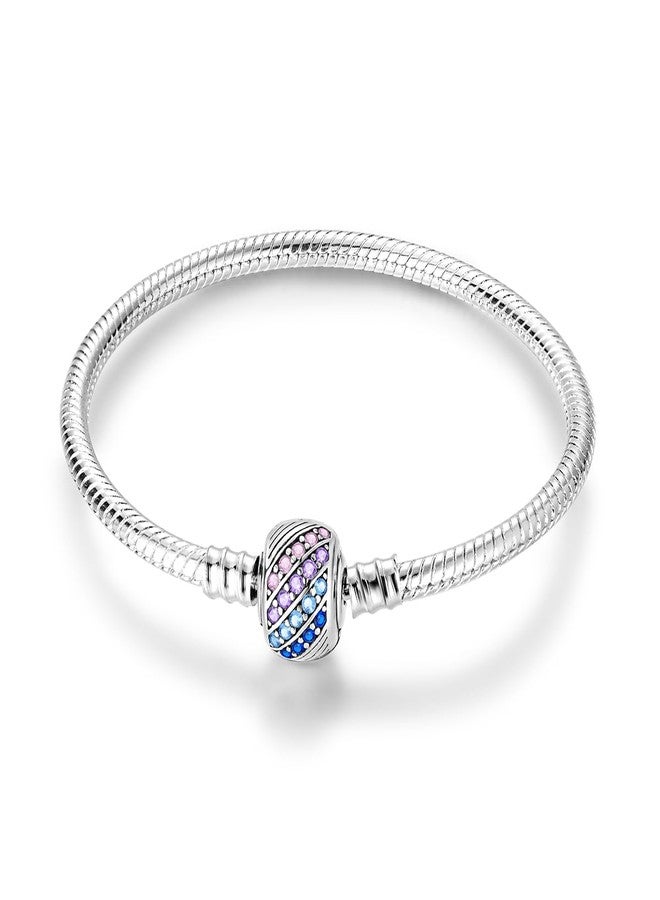 MULA 925 Sterling Silver Snake Chain Charm Bracelet Butterfly Sunflower Heart with 5A Cubic Zirconia Bracelets for Women - Image 1
