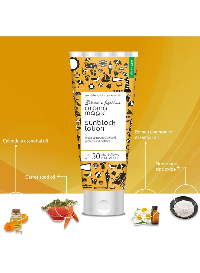 Aroma Magic Matte Sunblock Sunscreen Lotion | Spf 30 Pa++ Protection With Non-nano Zinc Oxide | No Parabens, Alcohol-free | Calendula, Chamomile | Chemical-free | All Skin |  Pack Of 1 100ml - Image 3