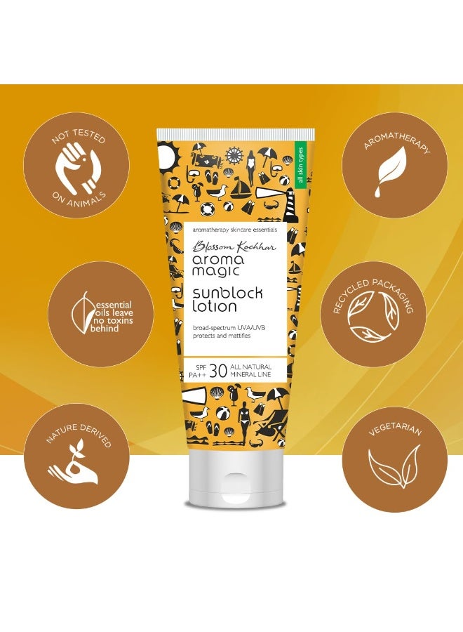 Aroma Magic Matte Sunblock Sunscreen Lotion | Spf 30 Pa++ Protection With Non-nano Zinc Oxide | No Parabens, Alcohol-free | Calendula, Chamomile | Chemical-free | All Skin |  Pack Of 1 100ml - Image 4