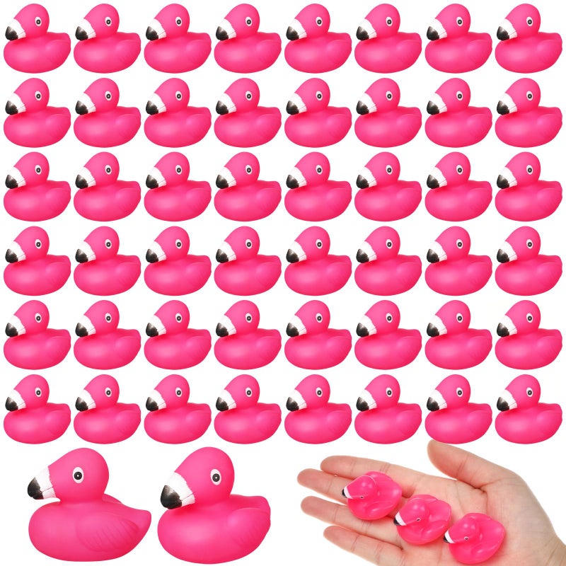 Vertintong 50 Pcs Mini Flamingo Rubber Duck Bulk Pink Flamingos Bath Toys Floating Squeaky Toy Cute Rubber Duckies for Baby Shower Cake Decoration Classroom Prizes Holiday - Image 3