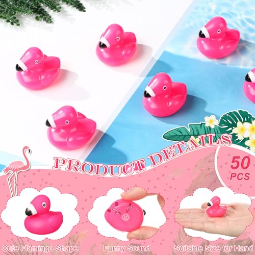 Vertintong 50 Pcs Mini Flamingo Rubber Duck Bulk Pink Flamingos Bath Toys Floating Squeaky Toy Cute Rubber Duckies for Baby Shower Cake Decoration Classroom Prizes Holiday - Image 5