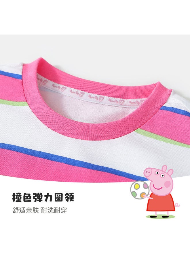 Peppa Pig spring Striped Long-sleeve Girls' T-shirt - Soft & Comfortable Pullover Tee For Toddlers - Image 5