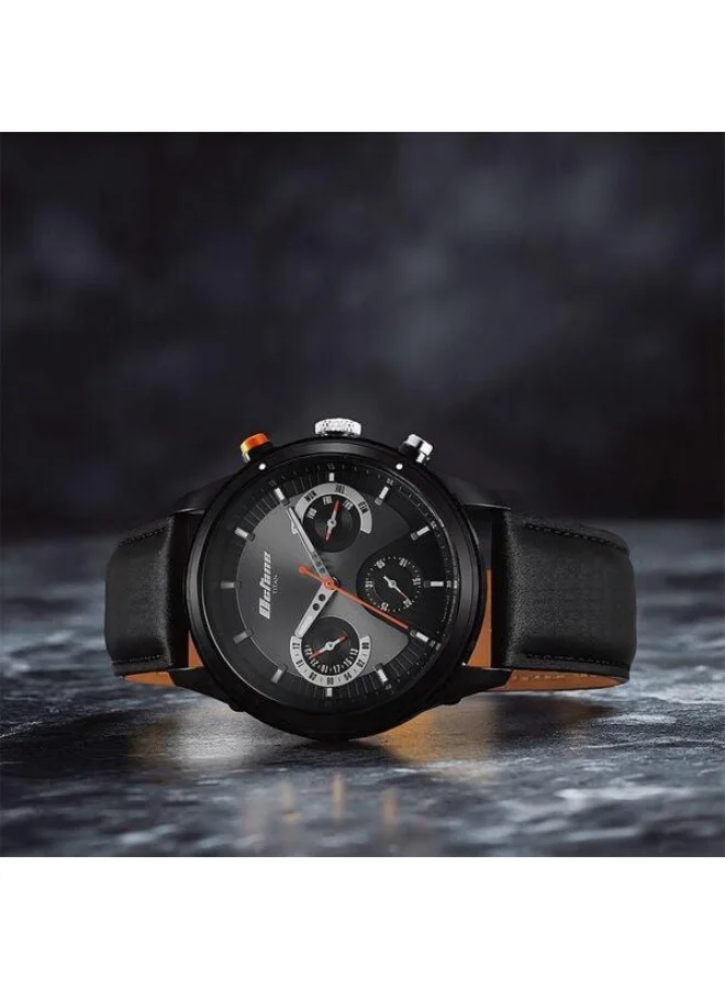 تيتان Octane Quartz Multifunction Black Dial Black Leather Strap Watch for Men - 1805KL02