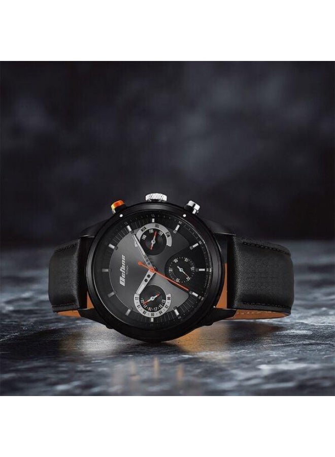 TITAN Octane Quartz Multifunction Black Dial Black Leather Strap Watch for Men - 1805KL02 - Image 1