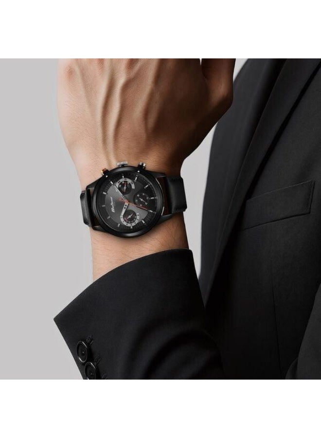 TITAN Octane Quartz Multifunction Black Dial Black Leather Strap Watch for Men - 1805KL02 - Image 5
