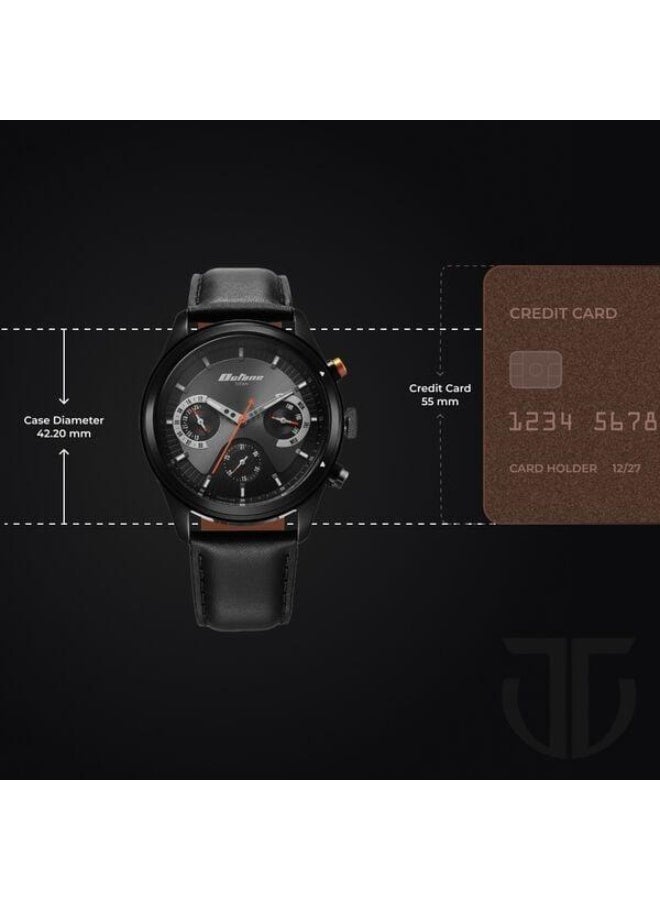 TITAN Octane Quartz Multifunction Black Dial Black Leather Strap Watch for Men - 1805KL02 - Image 3
