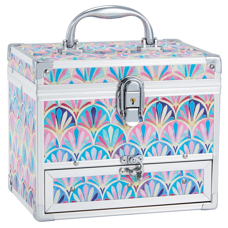 Hododou Girls Jewelry Box Organizer with Drawer & Mirror, Mermaid Tail Style Lockable Storage Case for Kid or Little Girls Jewelry and Hair Accessories - Image 1