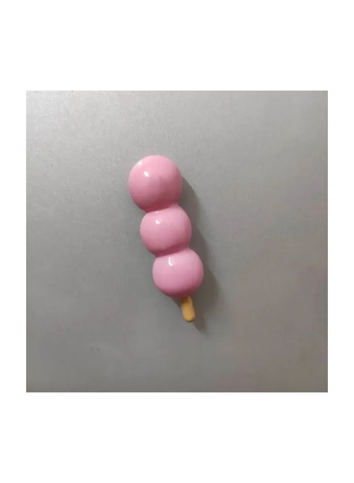 1-Piece Pink Cute Girly Style Refrigerator Magnet Stickers Toys,Meatball String Shape Three-Dimensional Simulation Food Decoration Magnet Stickers,Home Handicrafts Decorations,Colour Pink - Image 1