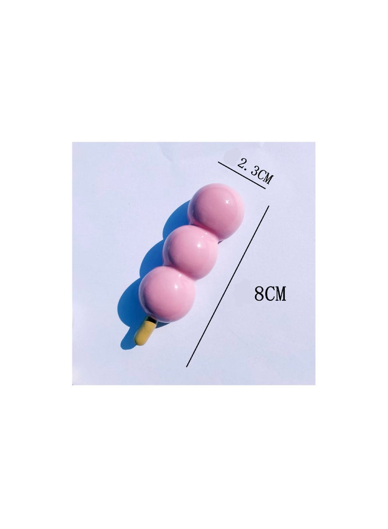1-Piece Pink Cute Girly Style Refrigerator Magnet Stickers Toys,Meatball String Shape Three-Dimensional Simulation Food Decoration Magnet Stickers,Home Handicrafts Decorations,Colour Pink - Image 2