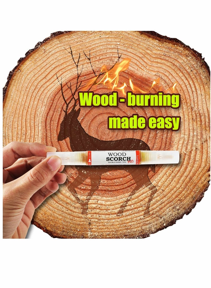SYOSI Wood Burning Pen Marker 2PCS Scorch Heat Sensitive for and Crafts 2-in-1 with Oblique Tip Bullet replacement Tips  - Image 2