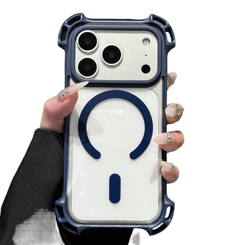 Acrylic MagSafe Case for iPhone 17 / 17 Air / 17 Pro / 17 Pro Max with Shockproof and Strong Magnetic plus Shockproof plus Drone Design plus Four-Corner Airbag Drop Protection in Blue - ModaStar - Image 1