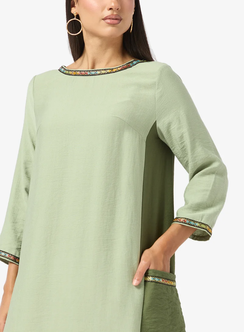 Khizana  Jalabiya With Embroidered Trim for Women | Best Price UAE