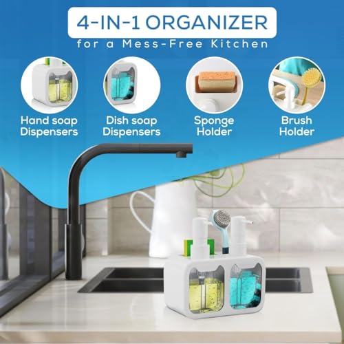 MeRaYo Plastic Handwash Soap Dispenser for Kitchen Sink - Pump for Dish Wash and Liquid Soap, White, 26 Ounces - Image 2