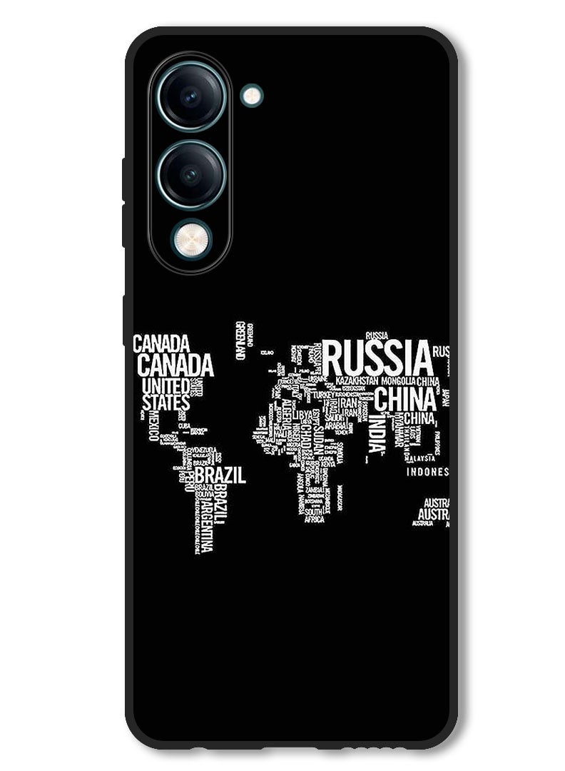 Theodor Case Compatible with Vivo Y29s Protection Shockproof Bumper Cover Written World Map - Image 1
