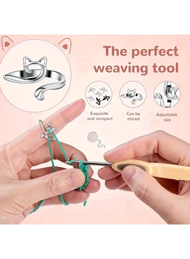 3 Pcs Adjustable Metal Crochet Hooks Black Yarn Clips Speed Knitting - Image 5