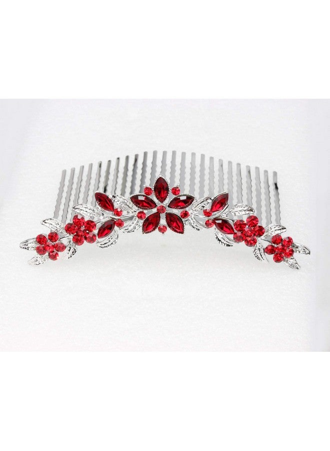 Faship Gorgeous Red Rhinestone Crystal Floral Hair Comb - Image 3
