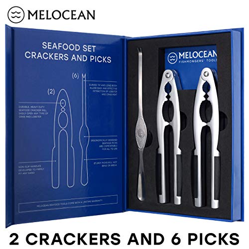 Melocean Crab Crackers and Tools Set - Premium 2 Lobster Crackers and 6 Seafood Forks Kit - Professional Crab Leg Claw Seafood Tools Set - Nutcrackers for All Nuts and Picks - Image 5