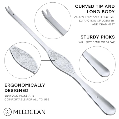 Melocean Crab Crackers and Tools Set - Premium 2 Lobster Crackers and 6 Seafood Forks Kit - Professional Crab Leg Claw Seafood Tools Set - Nutcrackers for All Nuts and Picks - Image 4