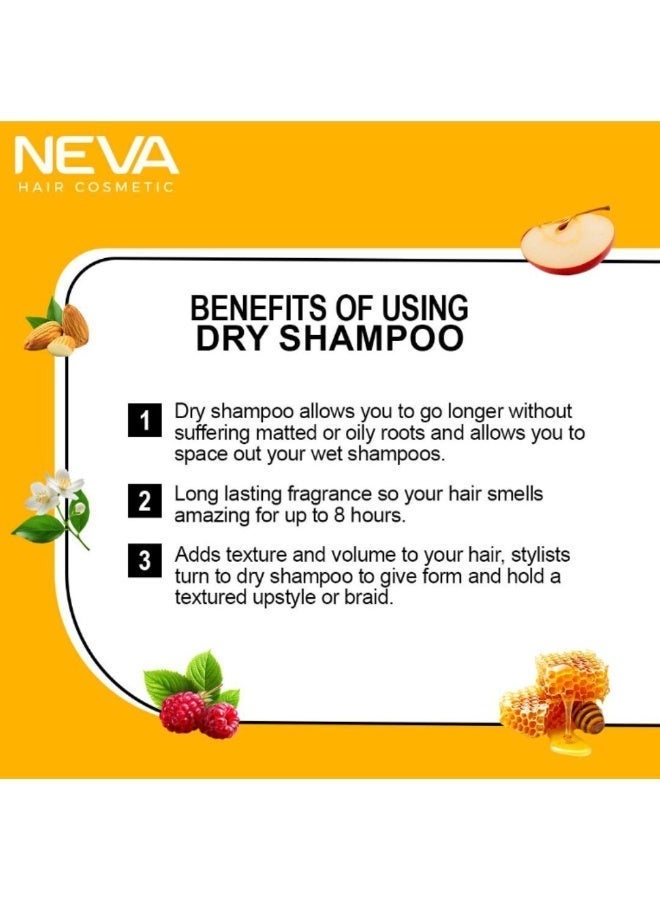 Neva Organic Vegan Dry Shampoo – Invisible Touch Volumizing & Oil-Absorbing – Sweet Fruit Honey, Apple, Pear & Peach, 200ml - Image 5