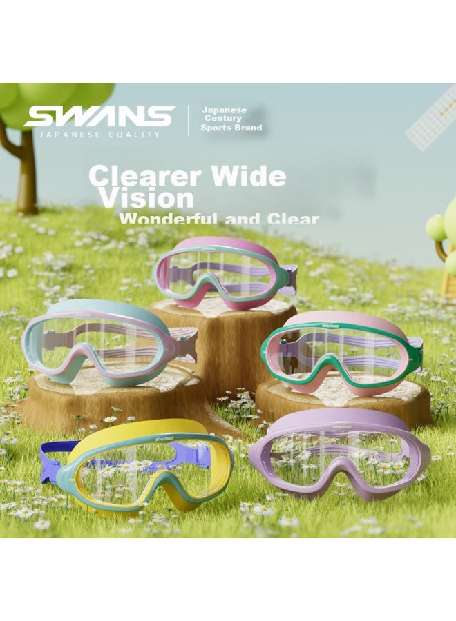 Swans Children's Swimming Goggles For Boys And Girls, Anti-fog Waterproof High-definition Clear Large Frame Swim Goggles And Swim Cap Two-piece Set, Little Rabbit - Image 2
