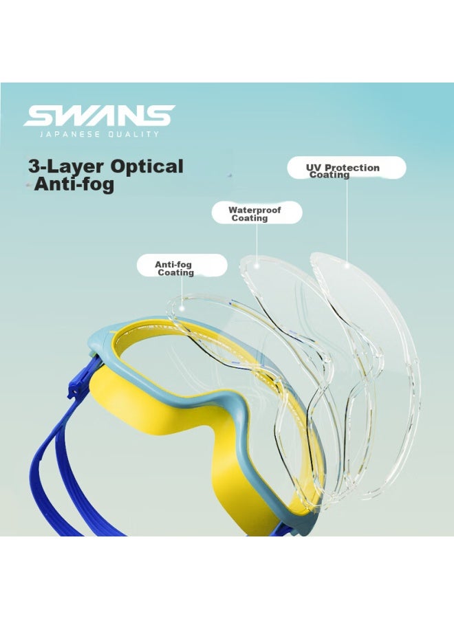 Swans Children's Swimming Goggles For Boys And Girls, Anti-fog Waterproof High-definition Clear Large Frame Swim Goggles And Swim Cap Two-piece Set, Little Rabbit - Image 5