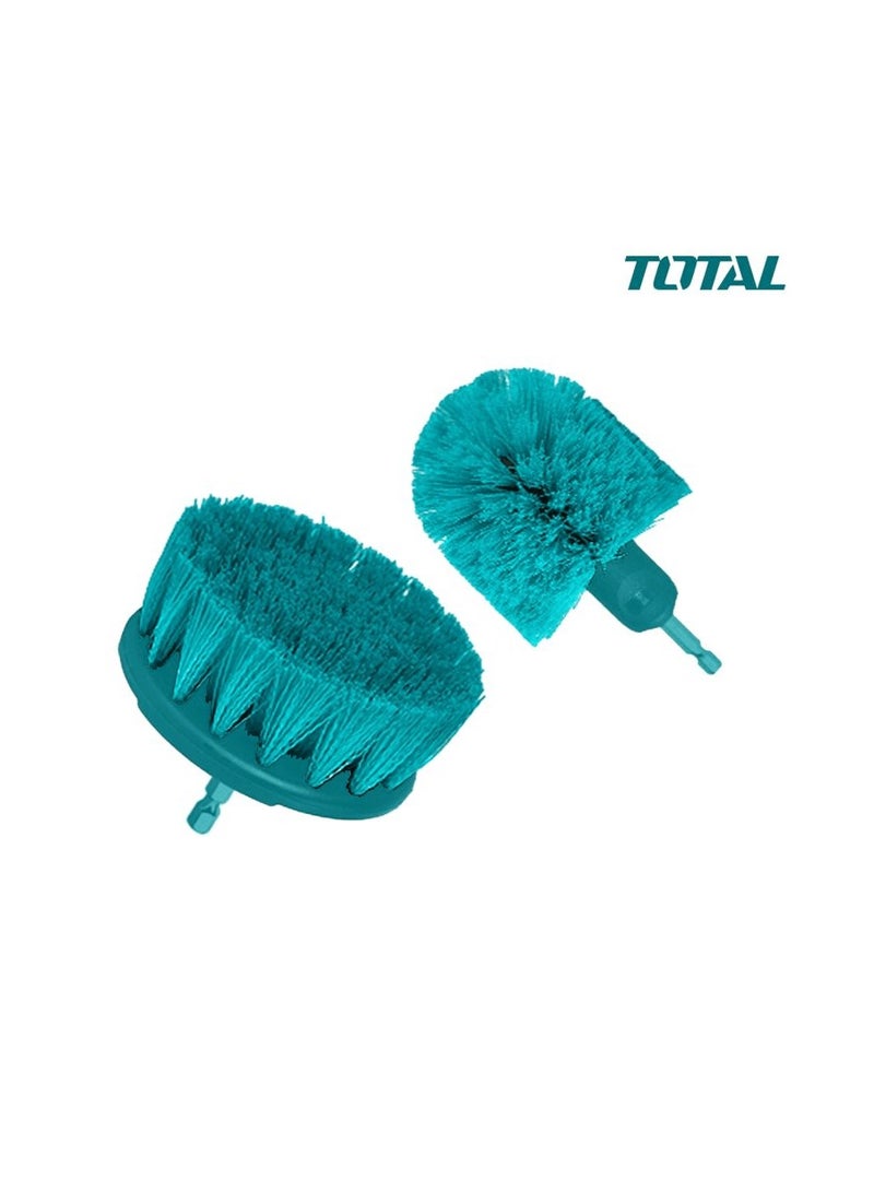 TOTAL Electric Drill Scrubber Brush 2 Pcs Set Stiff Bristle For Cleaning Carpet Metal Tire Bricks 3.5" 3.5" -  TACM2335 - Image 1