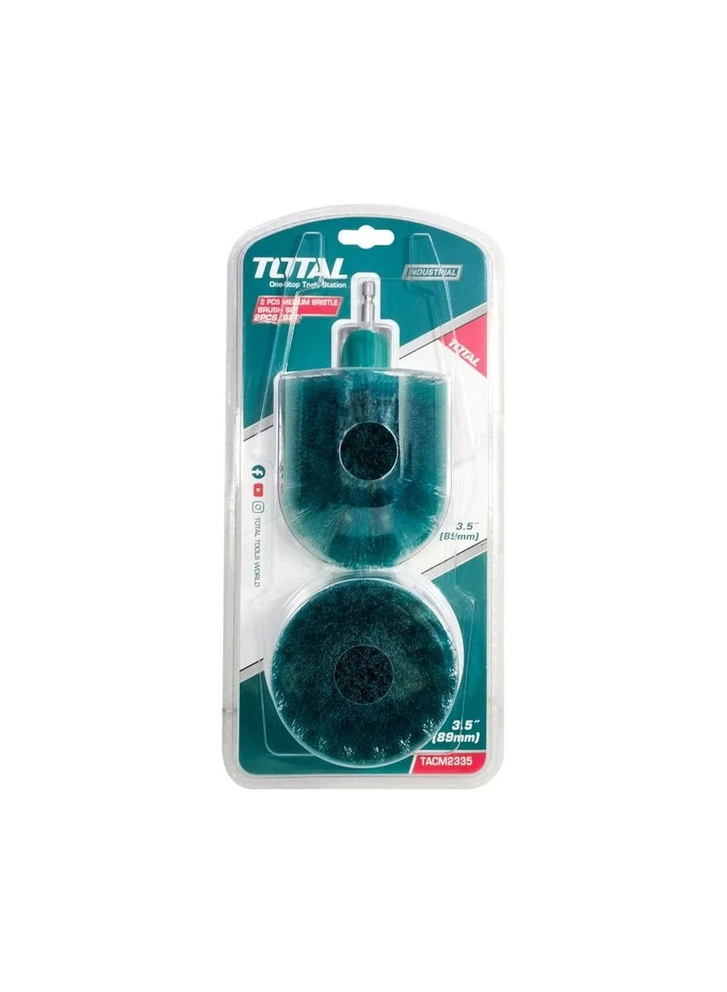 TOTAL Electric Drill Scrubber Brush 2 Pcs Set Stiff Bristle For Cleaning Carpet Metal Tire Bricks 3.5" 3.5" -  TACM2335 - Image 4