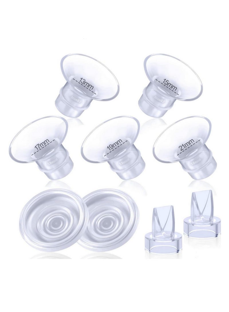 Flange Inserts 13/15/17/19/21mm for Momcozy Wearable Breast Pump S12 Pro/S9 Pro/S12/S9, Compatible with TSRETE/Spectra/Medela 24mm Flanges Includes Silicone Diaphragm & Duckbill Valves (5 Sizes) - Image 1