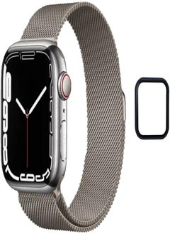 Dado Dado Milanese Loop Strap for Apple Watch 7/SE/6/5/4/3/2/1, Stainless Steel Mesh type Band with Add on Screen Protector, 45mm/44mm/42mm 