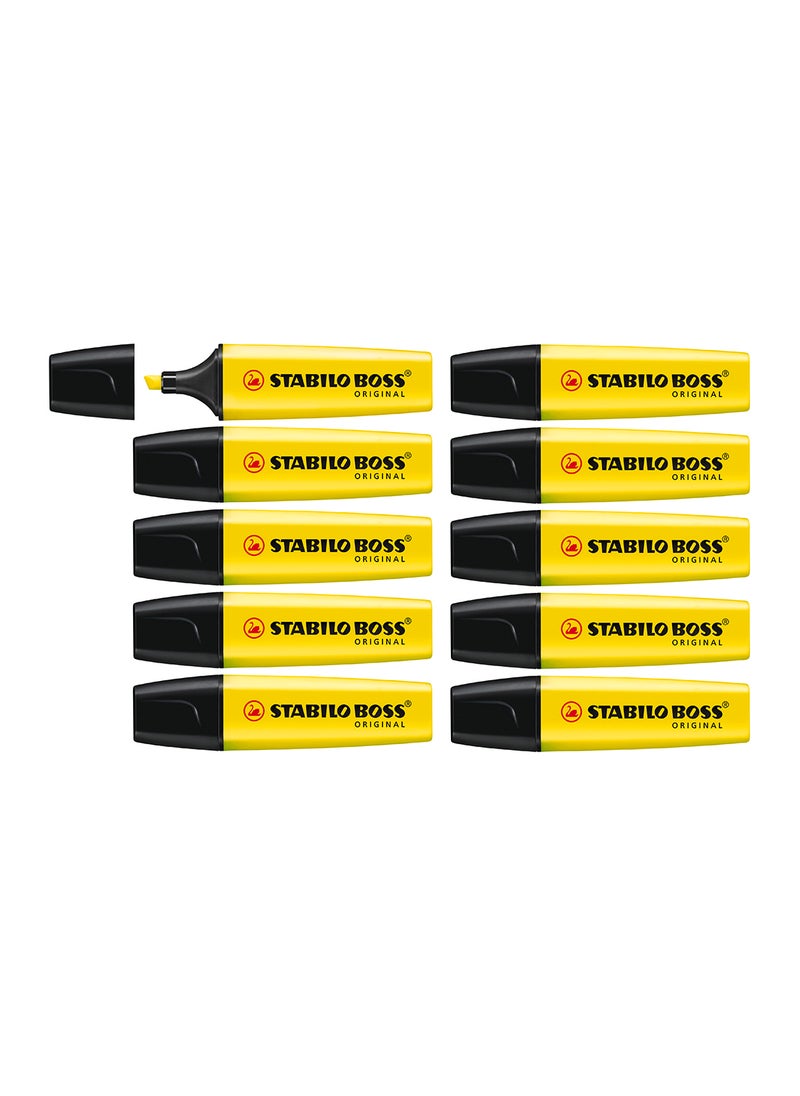 STABILO Boss Original Highlighter Yellow , for Journal Planner , Marking Dictionary, Note Taking , Drawing Illustrations , Pack of 10  - Image 1