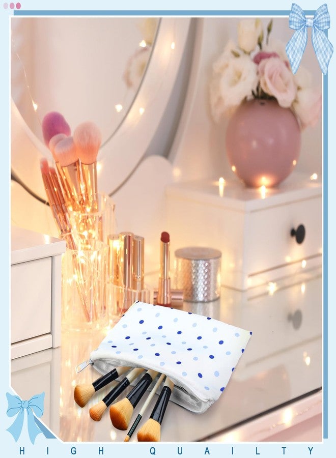 Reginary 10 Pack Coquette Blue Bow Cosmetic Bag for Woman Wedding Christmas Blue Aesthetic Makeup Bag Lovely Heart Preppy Pouch Zipper Coquette Birthday Party Favor Supplies for Team Bestie Family - Image 4