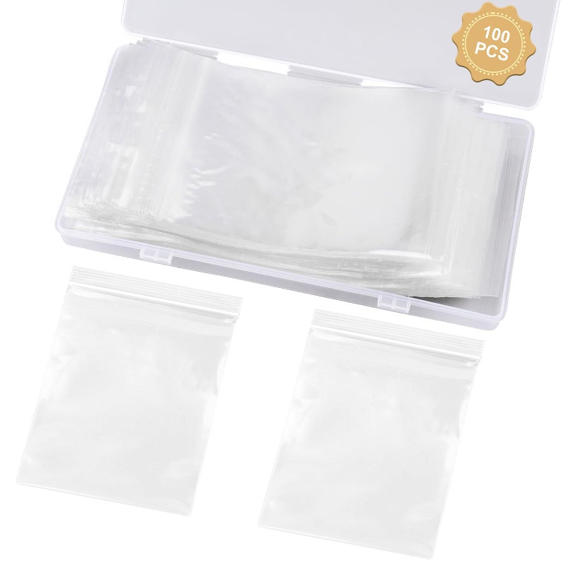 WEGOUP 100 PCS Jewelry Bags, 2.76" x 4.33" Small Plastic Bags, 2 Mil Clear Little Zip Bag, Poly Baggies with Resealable Zip for Small Business, Storage, Gifts, Jewelry, Candy, Screws - Image 1