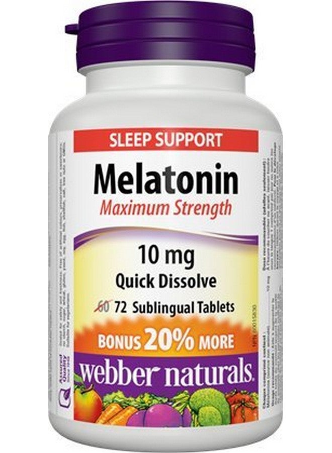 Webber naturals Webber Naturals Melatonin Easy Dissolve, 10 mg, 72 sublingual tabs - Image 1