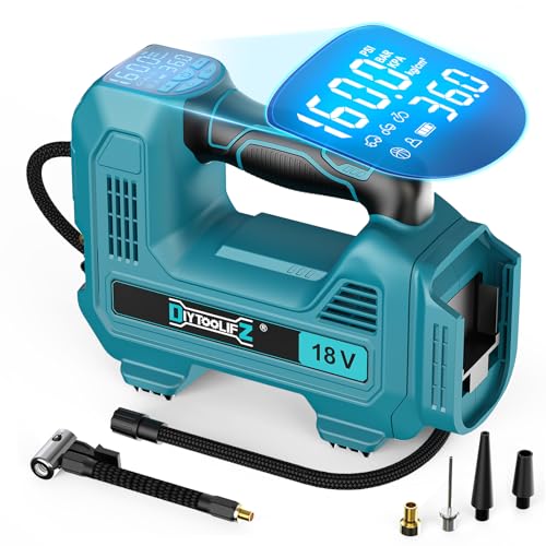 DIYtoolifz 160PSI Cordless Tire Inflator Compatible with Makita 18V Air Compressor, Portable Air Pump Automatic Shut Off, LED Light, Digital Pressure Gauge for Cars Motorcycles Bike Ball (Bare Tool) - Image 1